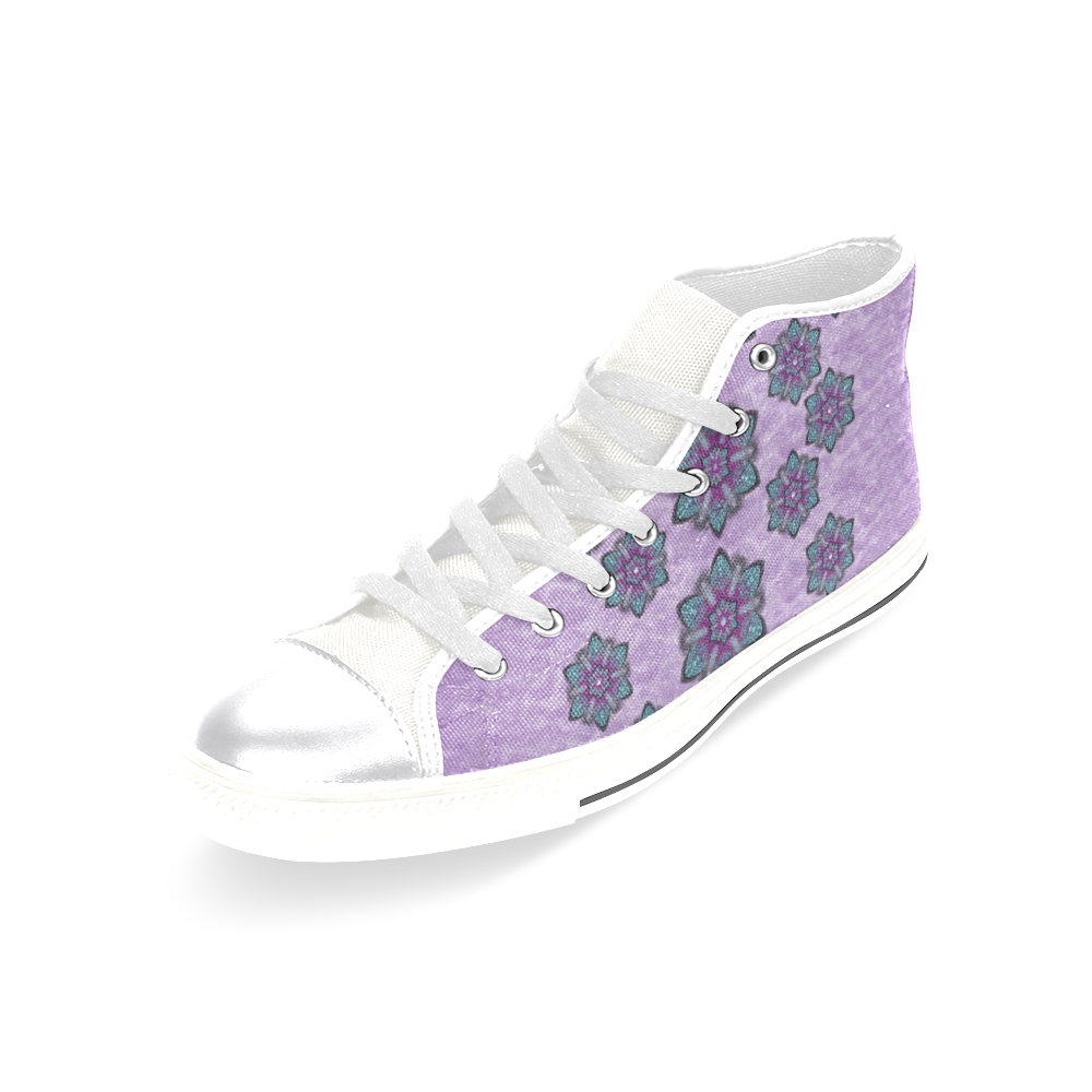 a gift with flowers stars and bubble wrap Women's Classic High Top Canvas Shoes (Model 017)