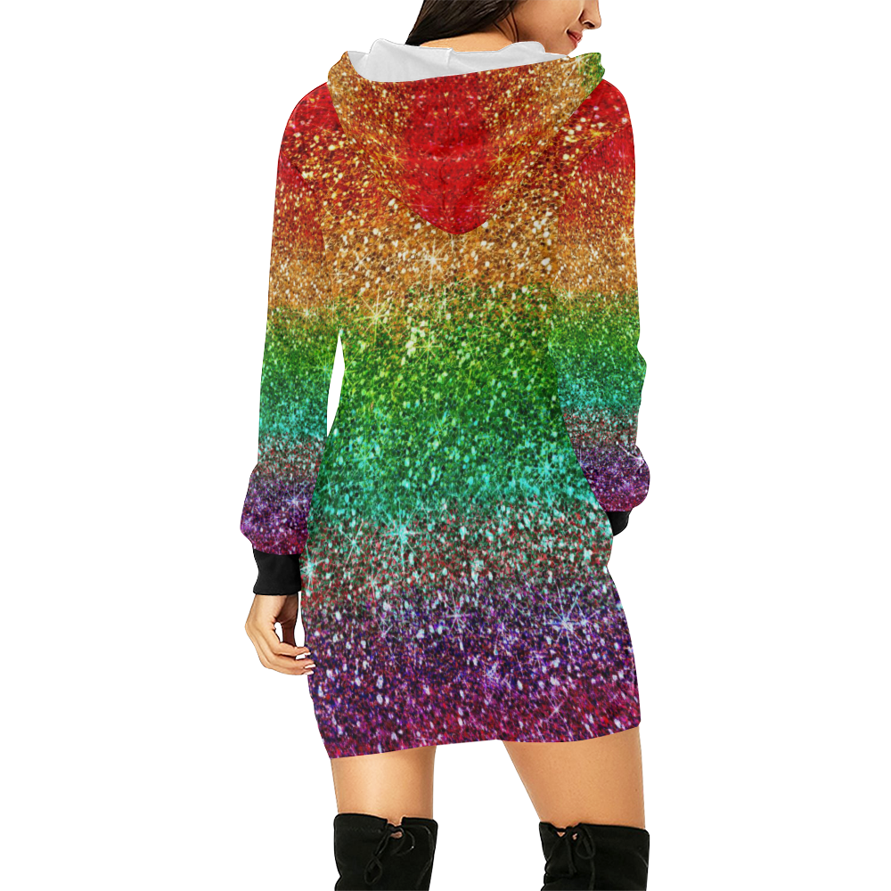 Sassy Bonnie Gear Rainbow Sparkle Sweatshirt Dress 53086 All Over Print Hoodie Mini Dress (Model H27)