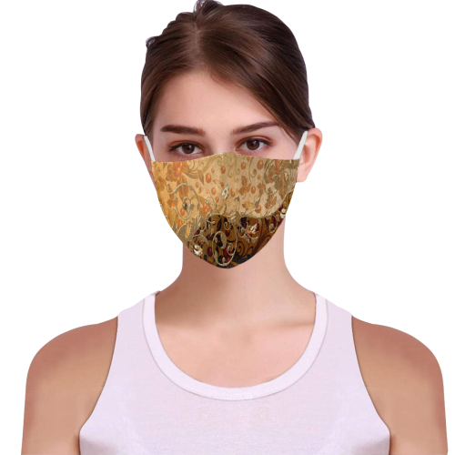 Wonderful decorative floral design 3D Mouth Mask with Drawstring (60 Filters Included) (Model M04) (Non-medical Products)