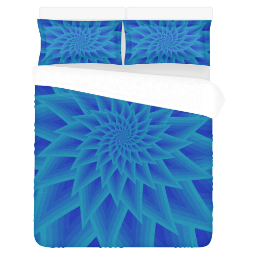 Ancient blue flower 3-Piece Bedding Set
