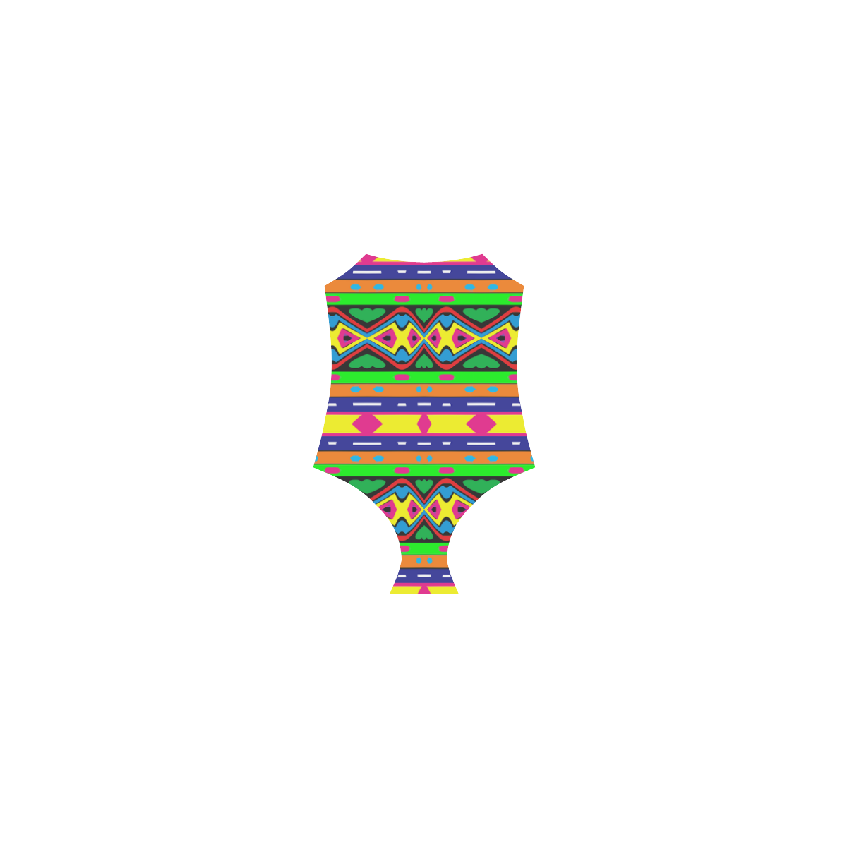 Distorted colorful shapes and stripes Strap Swimsuit ( Model S05)
