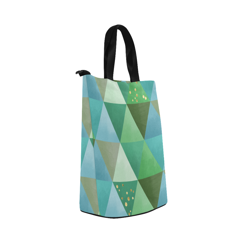 Triangle Pattern - Green Teal Khaki Moss Nylon Lunch Tote Bag (Model 1670)