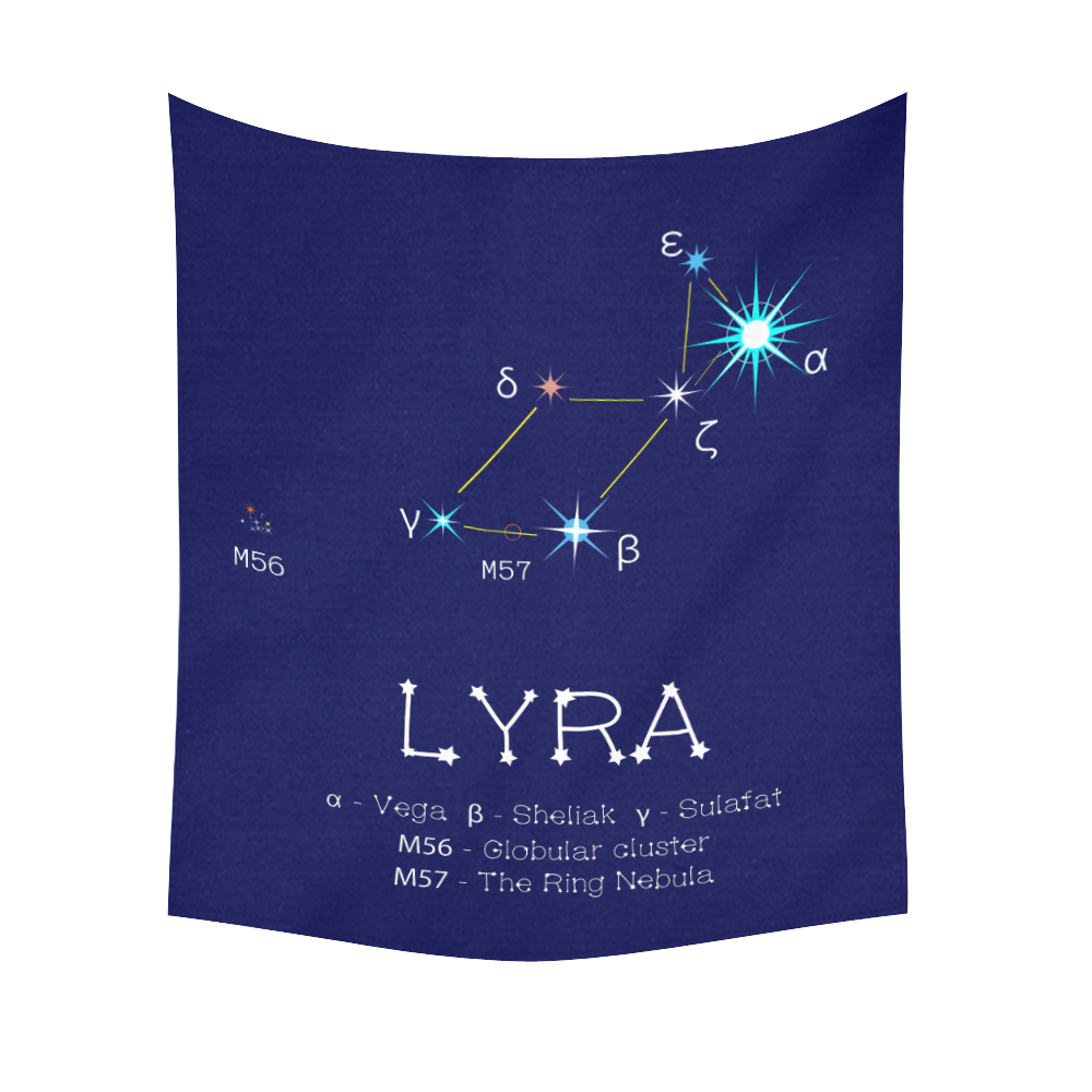 Star constellation Lyra Vega funny astronomy sky Cotton Linen Wall Tapestry 51"x 60"