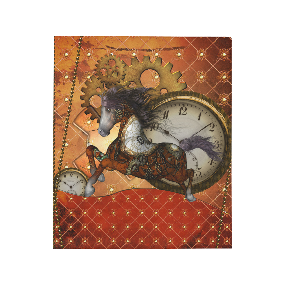 Steampunk, awesome steampunk horse Quilt 50"x60"