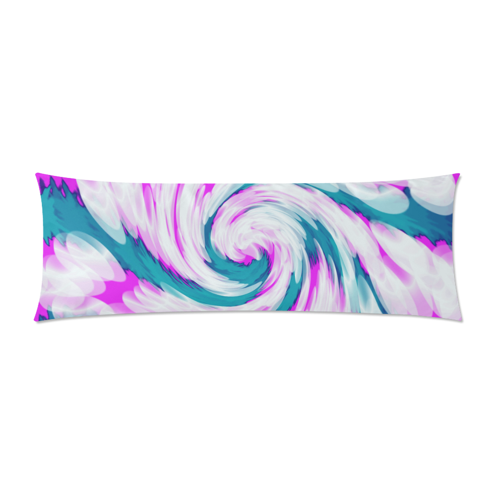 Turquoise Pink Tie Dye Swirl Abstract Custom Zippered Pillow Case 21"x60"(Two Sides)