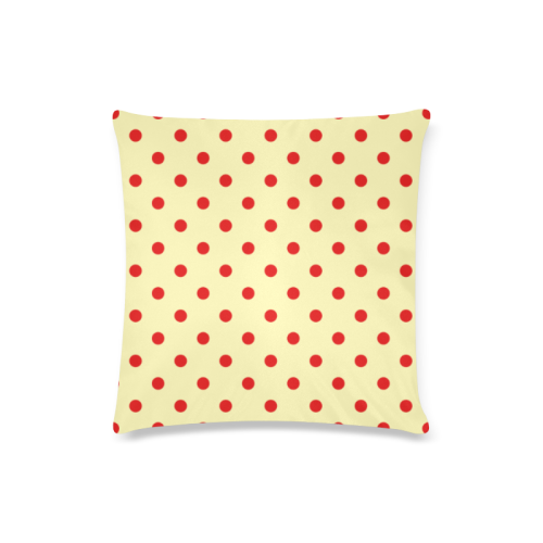 Polka Dots Red on Yellow Custom Zippered Pillow Case 16"x16"(Twin Sides)
