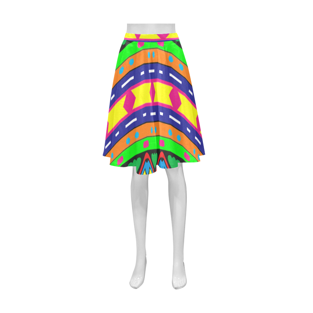 Distorted colorful shapes and stripes Athena Women's Short Skirt (Model D15)