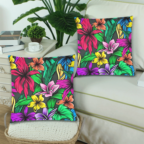 hibiscus Custom Zippered Pillow Cases 18"x 18" (Twin Sides) (Set of 2)