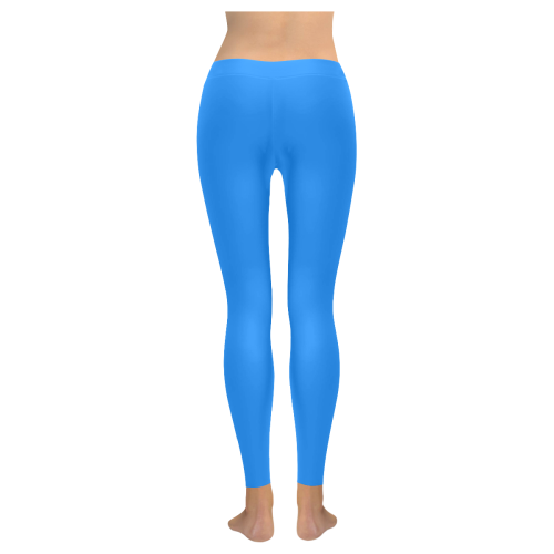 color dodger blue Women's Low Rise Leggings (Invisible Stitch) (Model L05)