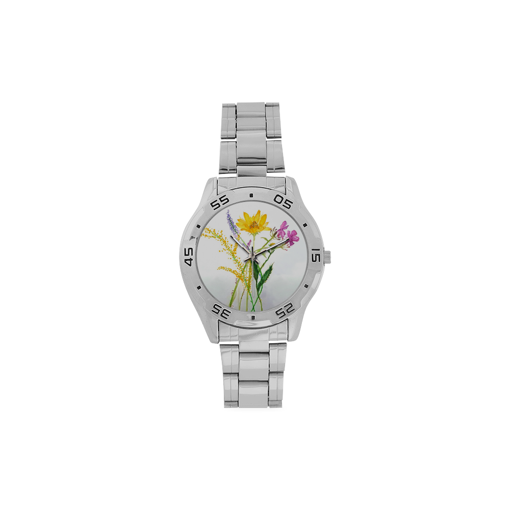 SERIES JASMIN WATERCOLOR FLOWERS II Men's Stainless Steel Analog Watch(Model 108)