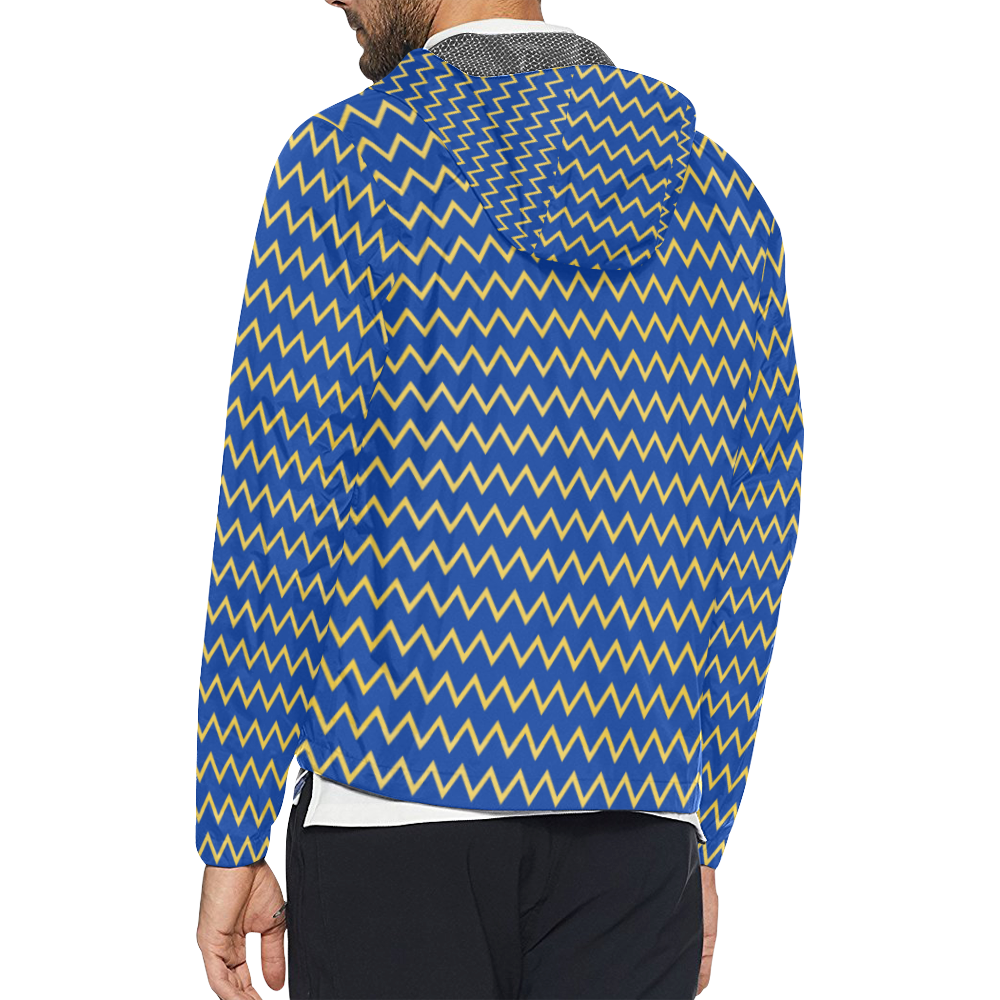 chevron Jaune/Bleu Unisex All Over Print Windbreaker (Model H23)