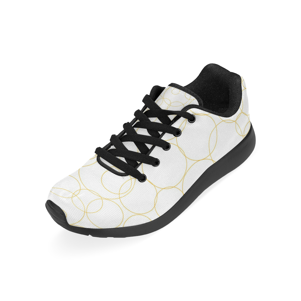 DOTS GOLD ON WHITE Kid's Running Shoes (Model 020)