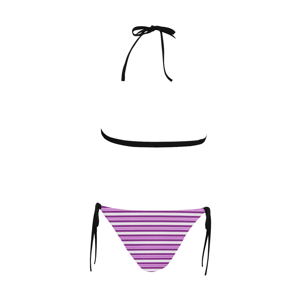 Retro Purple Stripe Buckle Front Halter Bikini Swimsuit (Model S08)
