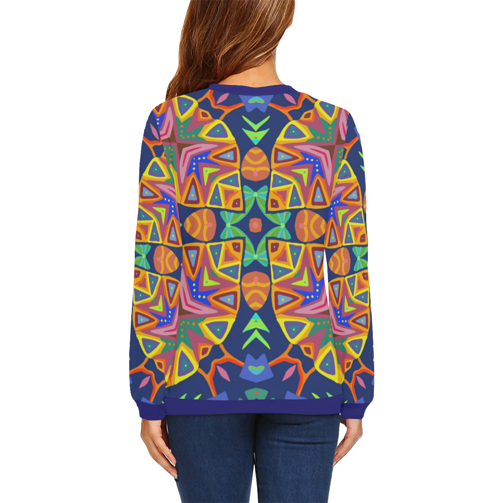 Geometric Cross All Over Print Crewneck Sweatshirt for Women (Model H18)