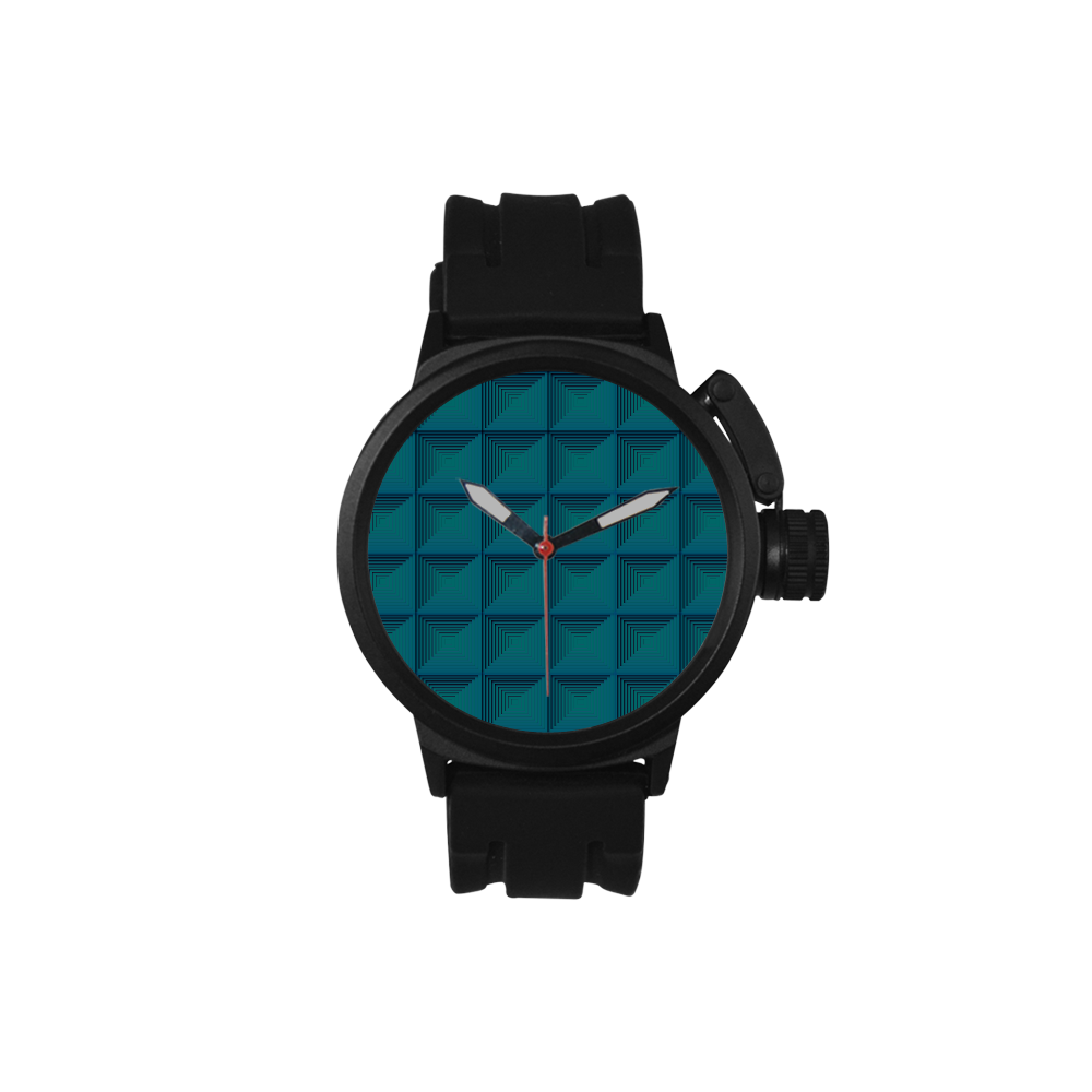 Baby blue multicolored multiple squares Men's Sports Watch(Model 309)