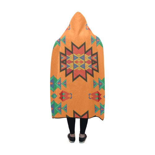 Misc shapes on an orange background Hooded Blanket 60''x50''