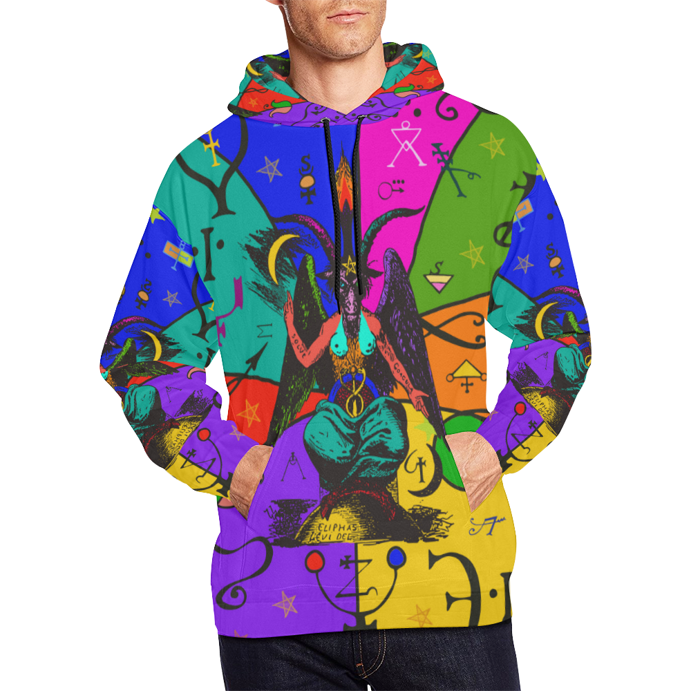 Awesome Baphomet Popart All Over Print Hoodie for Men/Large Size (USA Size) (Model H13)