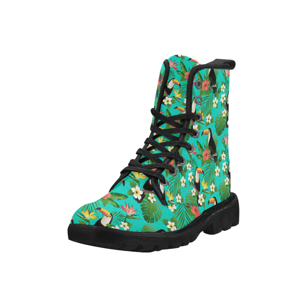 Tropical Summer Toucan Pattern Martin Boots for Women (Black) (Model 1203H)