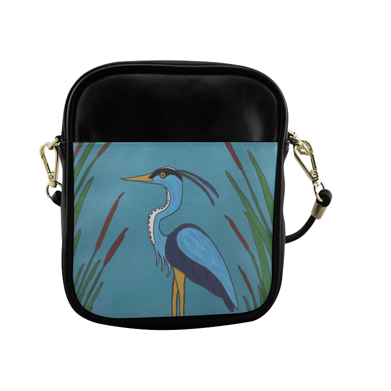 Blue Heron in the Cattails Sling Bag (Model 1627)