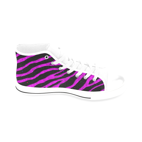 Ripped SpaceTime Stripes - Pink Men’s Classic High Top Canvas Shoes /Large Size (Model 017)