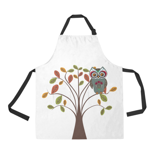 Sugar Owl On Fall Tree All Over Print Apron