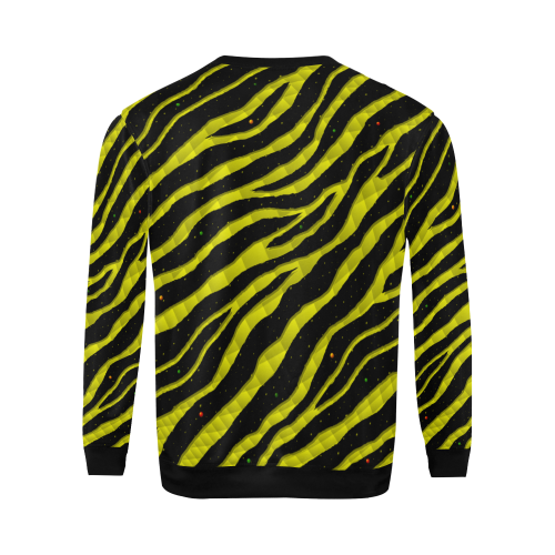 Ripped SpaceTime Stripes - Yellow All Over Print Crewneck Sweatshirt for Men/Large (Model H18)