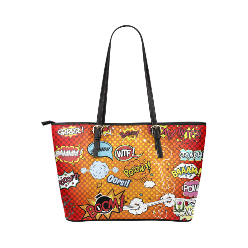 Fairlings Delight's Pop Art Collection- Comic Bubbles 53086p1 Leather Tote Bag/Small (Model 1651)