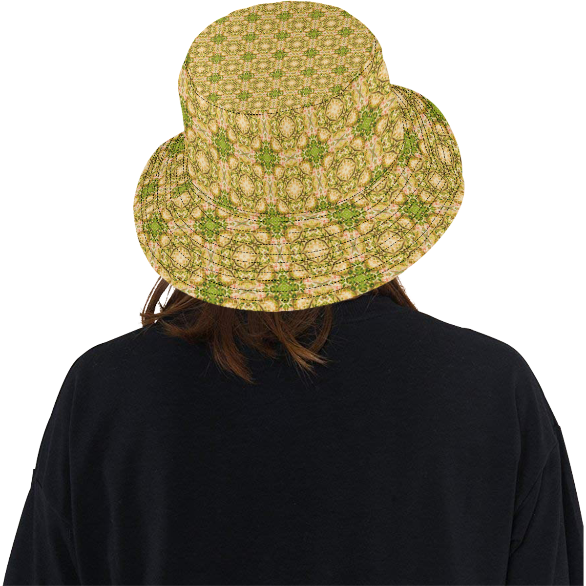 Irish Green Gold Damask All Over Print Bucket Hat