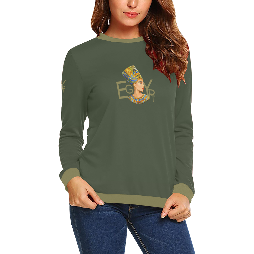 Egypt Nefertiti All Over Print Crewneck Sweatshirt for Women (Model H18)