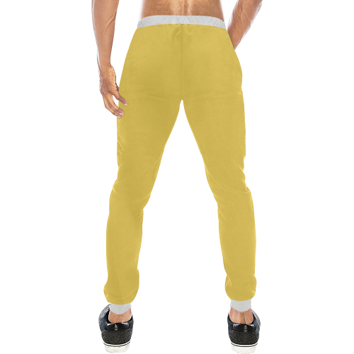 color mustard Men's All Over Print Sweatpants (Model L11)