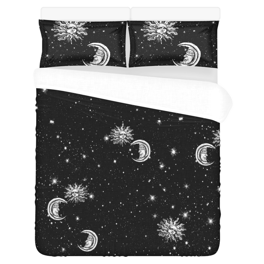 Mystic Stars, Moon and Sun 3-Piece Bedding Set