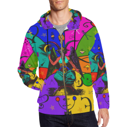 Awesome Baphomet Popart All Over Print Full Zip Hoodie for Men/Large Size (Model H14)