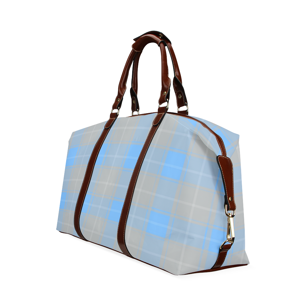Light Blue Plaid Classic Travel Bag (Model 1643) Remake