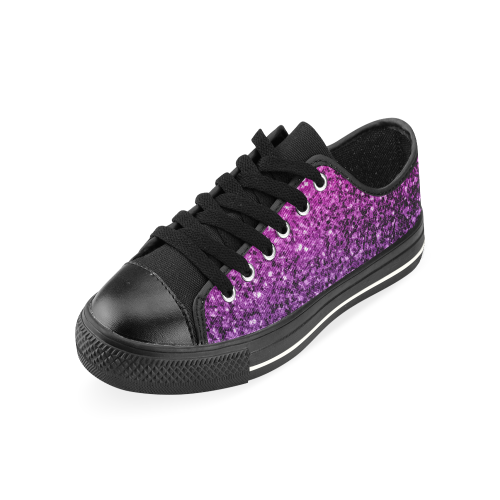 Beautiful Purple Pink Ombre glitter sparkles Low Top Canvas Shoes for Kid (Model 018)