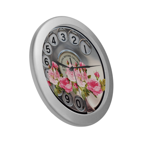 Dial Rose Silver Color Wall Clock