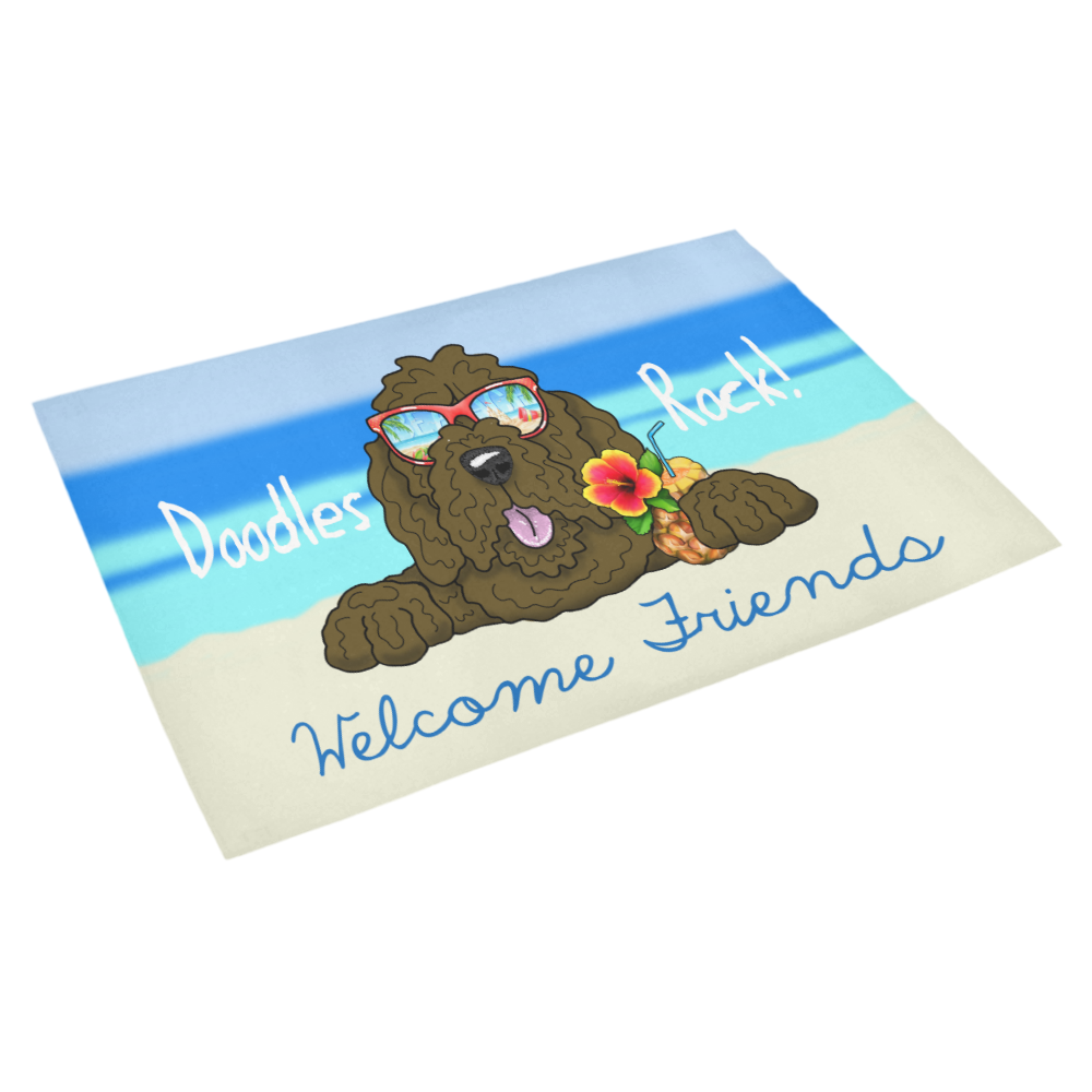 Doodle Beach- brown Azalea Doormat 30" x 18" (Sponge Material)