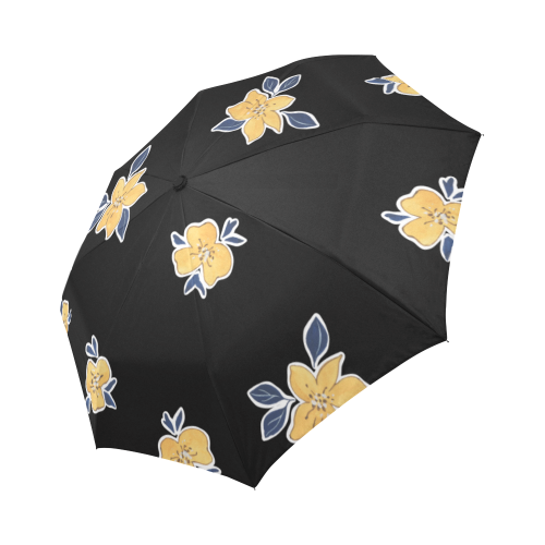 Blue and Yellow Flowers Umbrella Auto-Foldable Umbrella (Model U04)