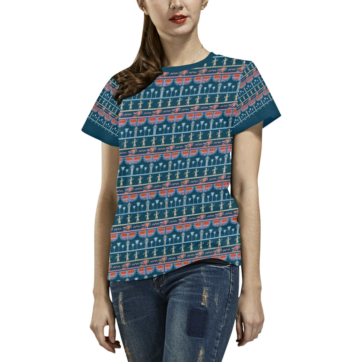 Egyptian Breeze All Over Print T-shirt for Women/Large Size (USA Size) (Model T40)