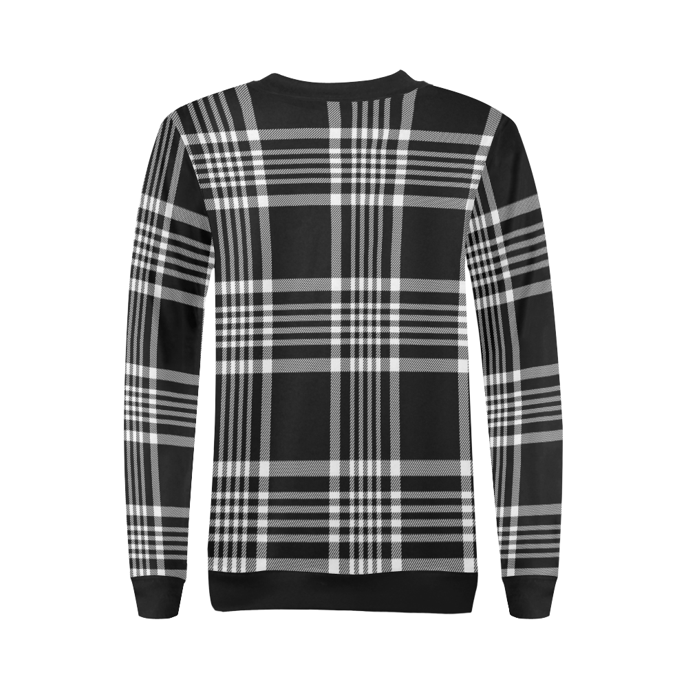 stripe bw All Over Print Crewneck Sweatshirt for Women (Model H18)