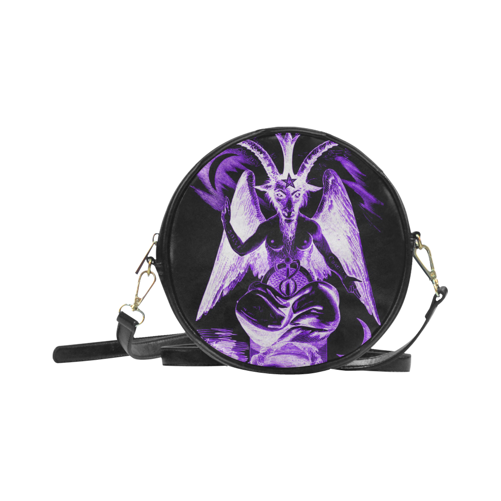 Baphomet Purple Gothic Darkstar Round Sling Bag (Model 1647)
