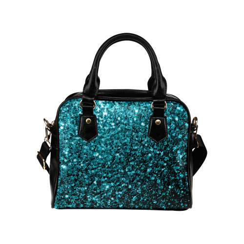 Beautiful Aqua blue glitter sparkles Shoulder Handbag (Model 1634)