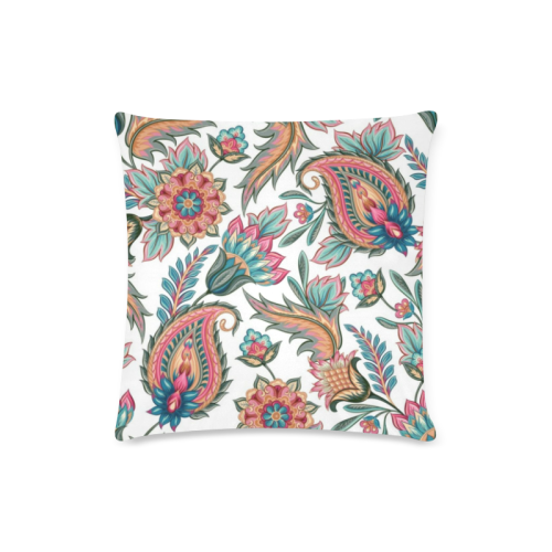 Colorful Flower Paisley Pattern Custom Zippered Pillow Case 16"x16"(Twin Sides)