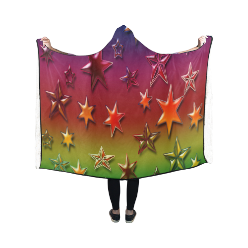Rainbow Stars Hooded Blanket 50''x40''