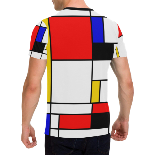 Bauhouse Composition Mondrian Style Men's All Over Print T-Shirt with Chest Pocket (Model T56)