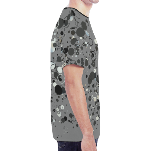 3D Circles and Dots (Gray/White/Black) New All Over Print T-shirt for Men (Model T45)