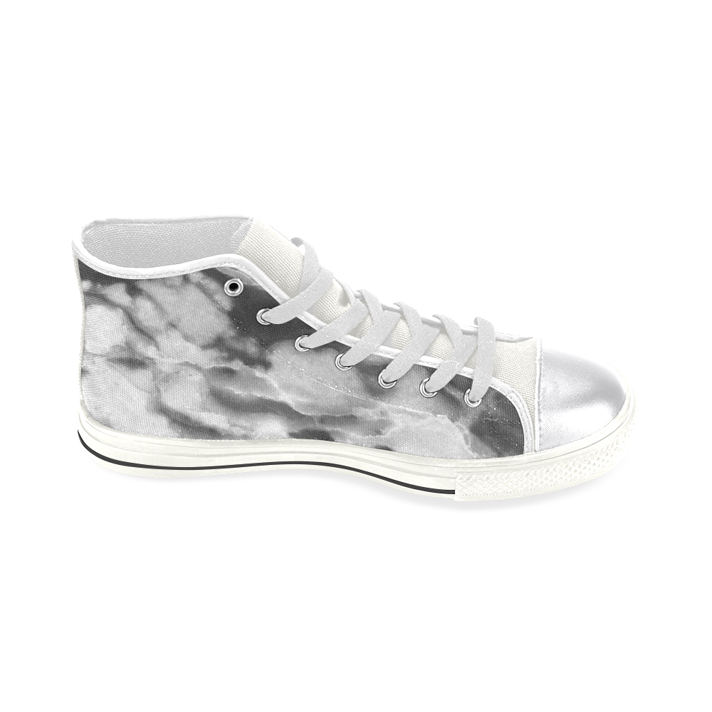 Marble Black and White Pattern Women's Classic High Top Canvas Shoes (Model 017)