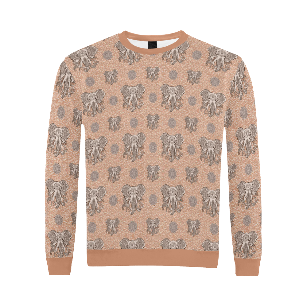 Ethnic Elephant Mandala Pattern All Over Print Crewneck Sweatshirt for Men/Large (Model H18)