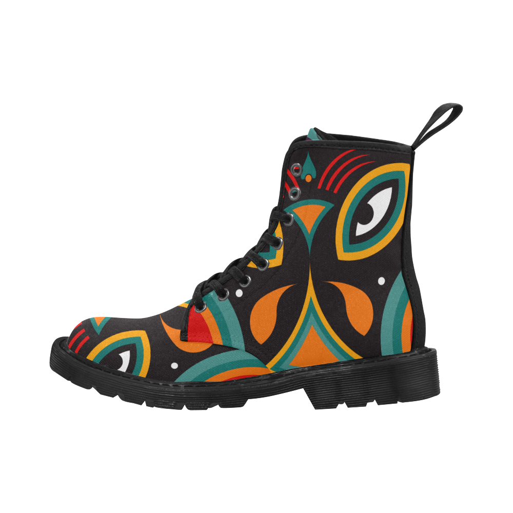 ceremonial tribal Martin Boots for Men (Black) (Model 1203H)