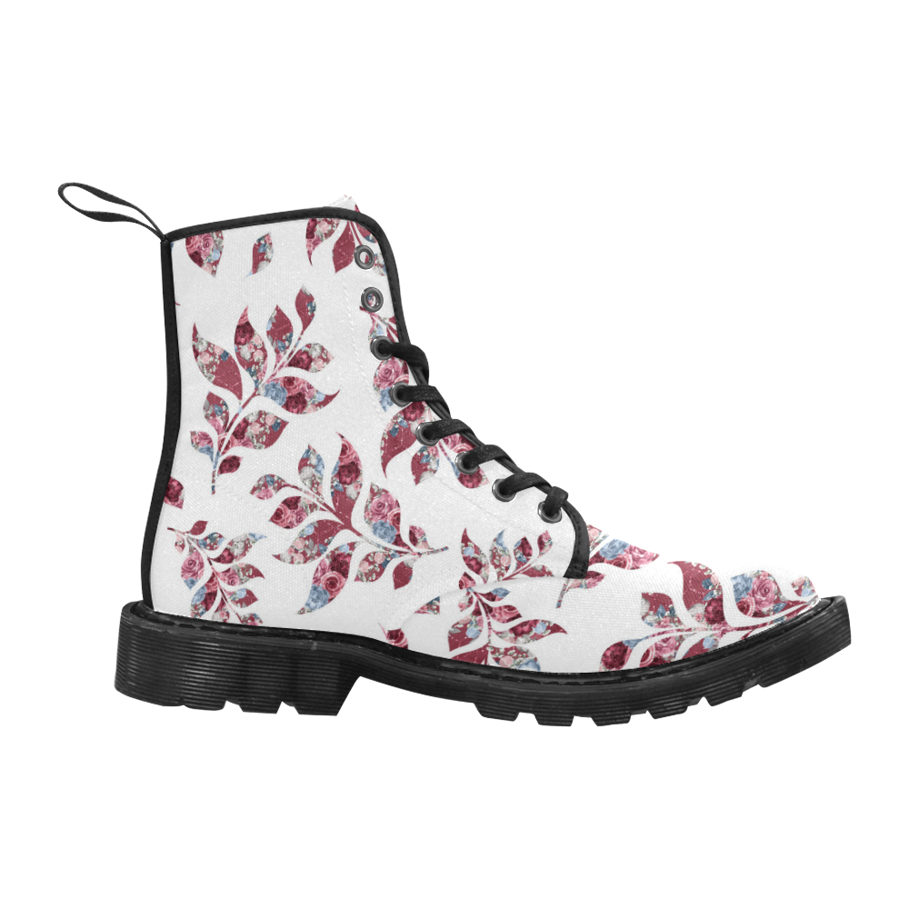 Autumn Leaves Boots, Watercolor Floral Martin Boots for Women (Black) (Model 1203H)