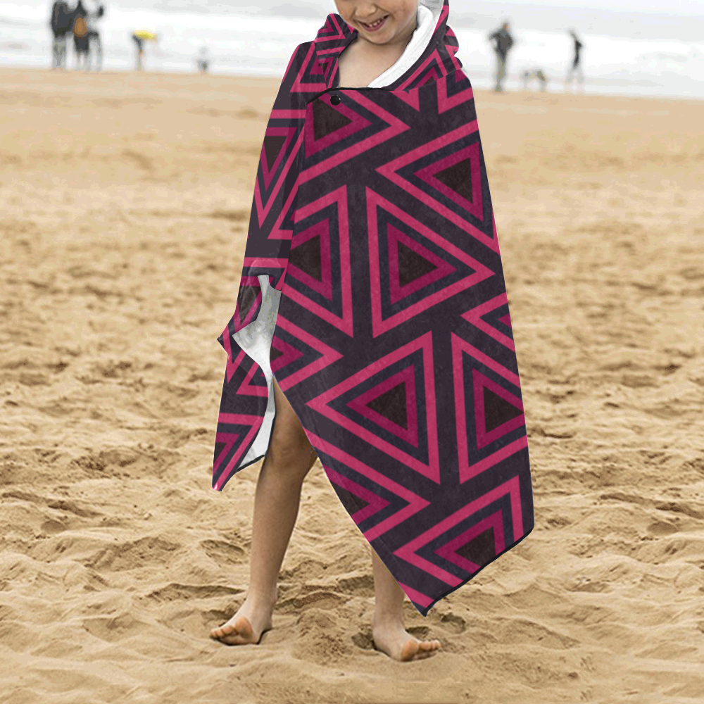 Tribal Ethnic Triangles Kids' Hooded Bath Towels